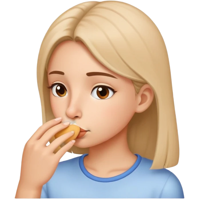 Girl sniffing with nose facing screen emoji