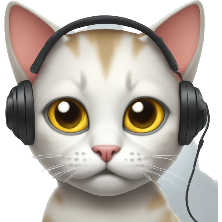 cat with a gaming headset who is angry emoji