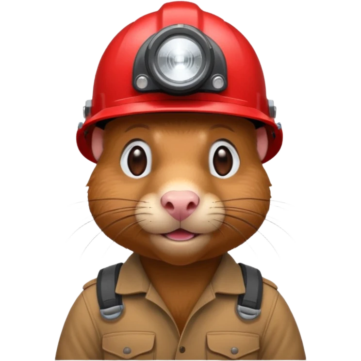 a mole rat, red helmet, headlamp emoji