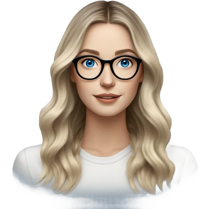 Shoulder length Balayage pale model lady with glasses and blue eyes  emoji
