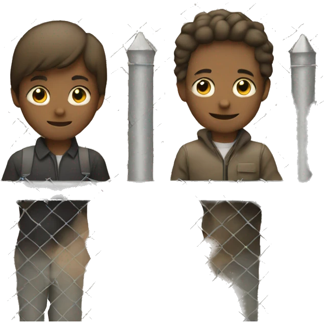 two people with fence between them emoji