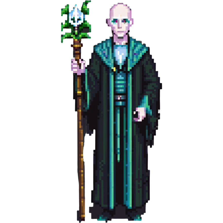 Lord Voldemort with pale face and wand emoji