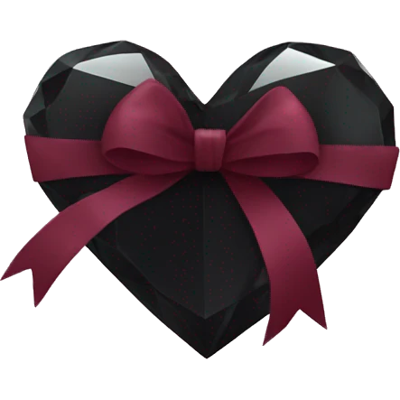 crystal black heart wrapped in a burgundy bow emoji