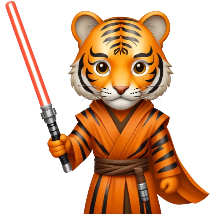 Tiger jedi knight with lightsaber emoji