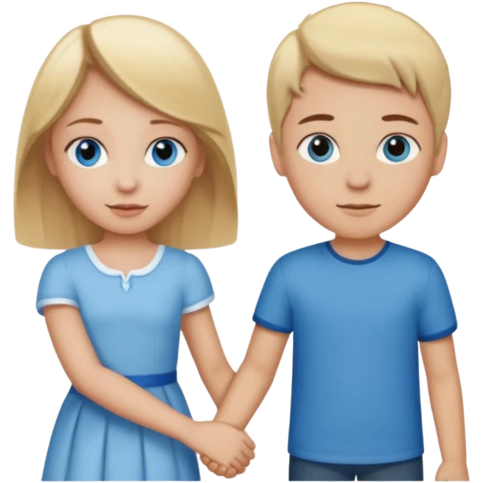 Girl with blonde hair and blue eyes holding hands with a boy with brown hair  emoji
