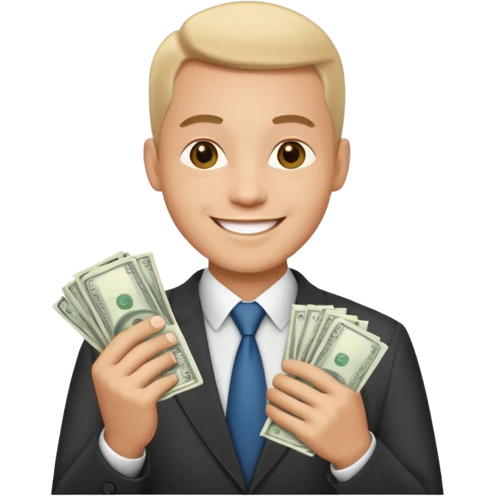 happy businessman with money emoji