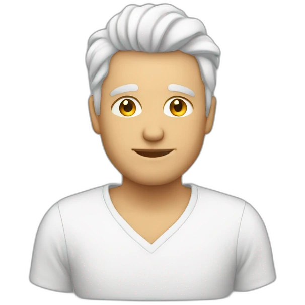 hombre blanco, pelo rapado, casual emoji