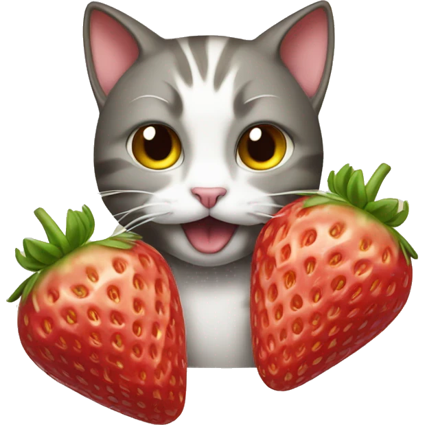 Cat eating strawberrty emoji
