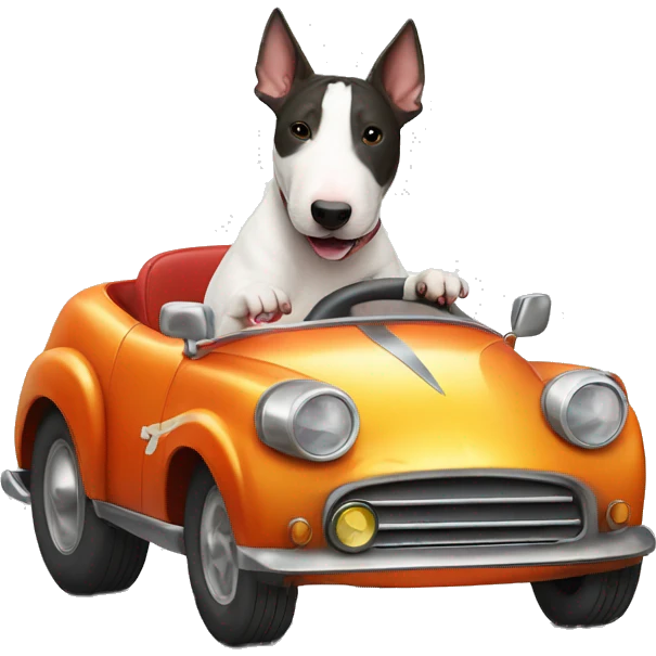 bull terrier driving sports car cool emoji