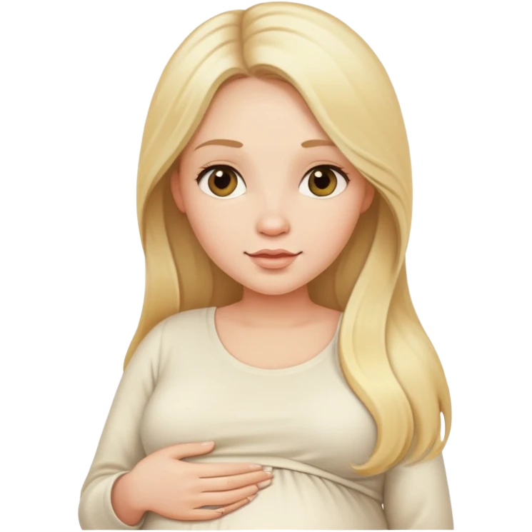 Beautiful Pregnant woman blonde with long hair cream top emoji