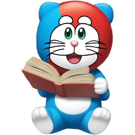 Doremon with lots of book emoji
