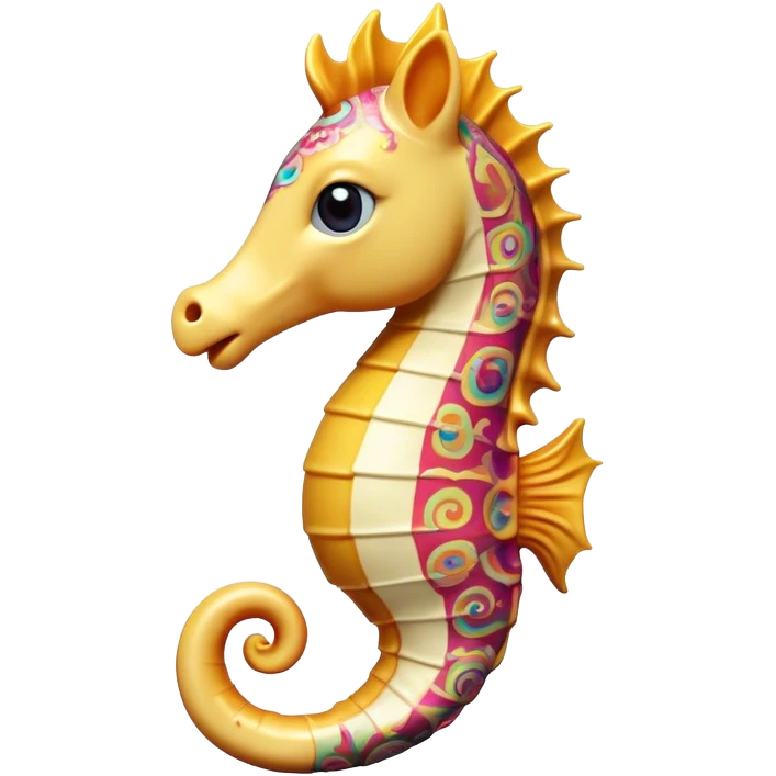 Cinematic Realistic Comical Sea Horse Portrait Emoji, Head tilted dramatically with an exaggeratedly amused expression, featuring a striking, finely detailed body with bold, whimsical patterns and wide, expressive eyes full of playful disbelief, rendered with natural, vibrant hues and realistic texture; high shine, dramatic yet playful, styled with an air of cheeky aquatic mischief, soft glowing outline, capturing the essence of a spirited and over‐the‐top sea horse that looks ready to bob its way into viral fame! emoji