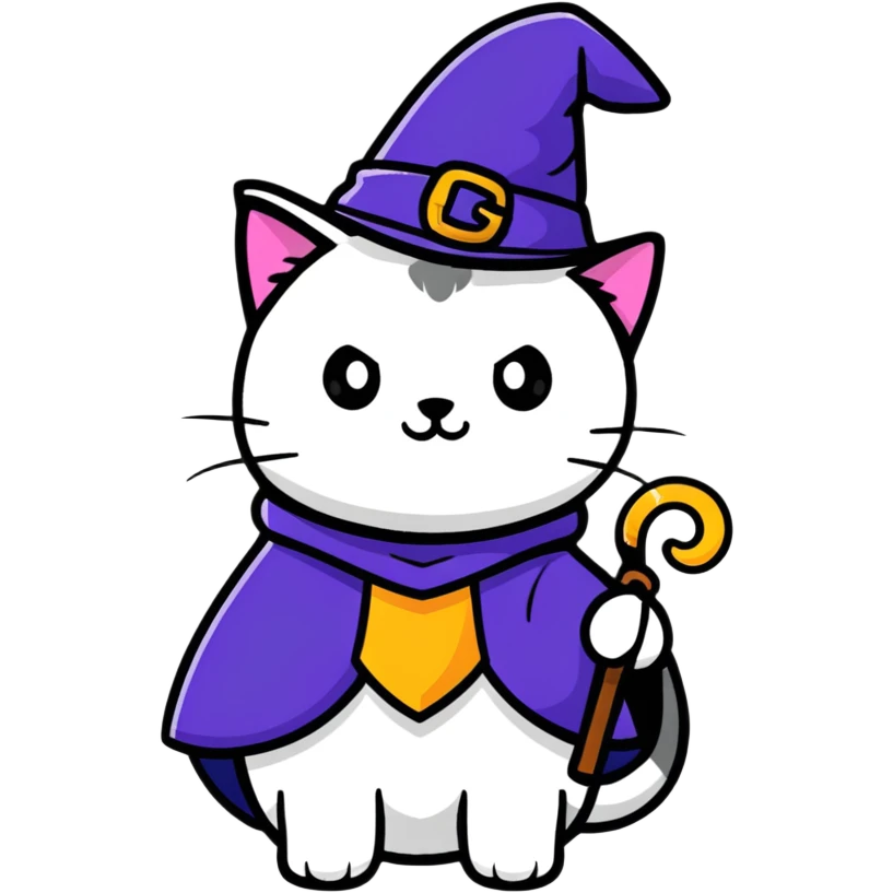 wizard cat cute cartoon sticker emoji