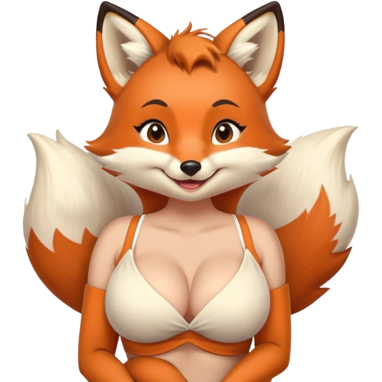 furry fox with big boobs without bra smiling cute emoji