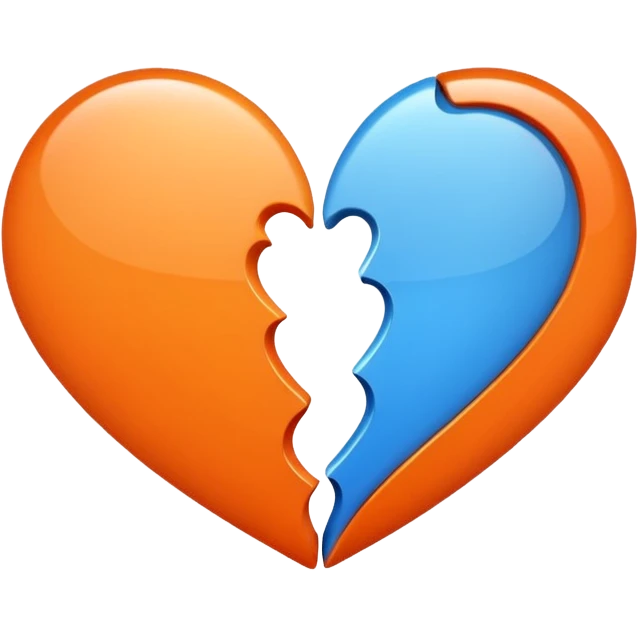 Half blue half orange heart split vertically emoji