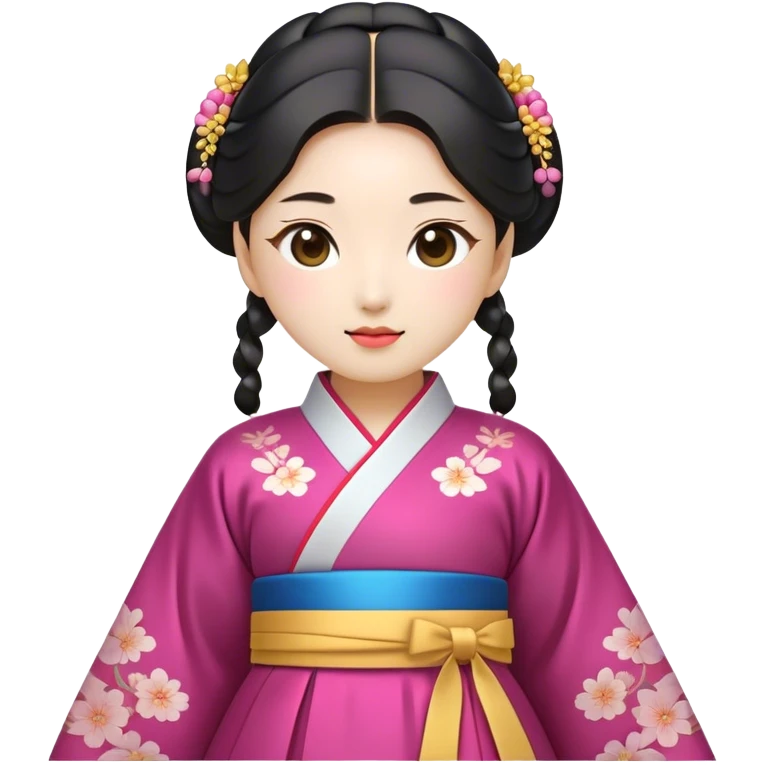 Cinematic Realistic Hanbok Emoji, depicted as a graceful intricately designed traditional Korean dress with vibrant colors and flowing lines, rendered with delicate textures and soft cultural lighting that captures its timeless elegance. emoji
