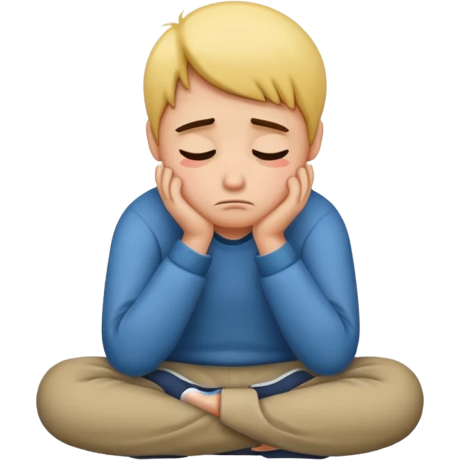 A person sitting with sad feeling emoji