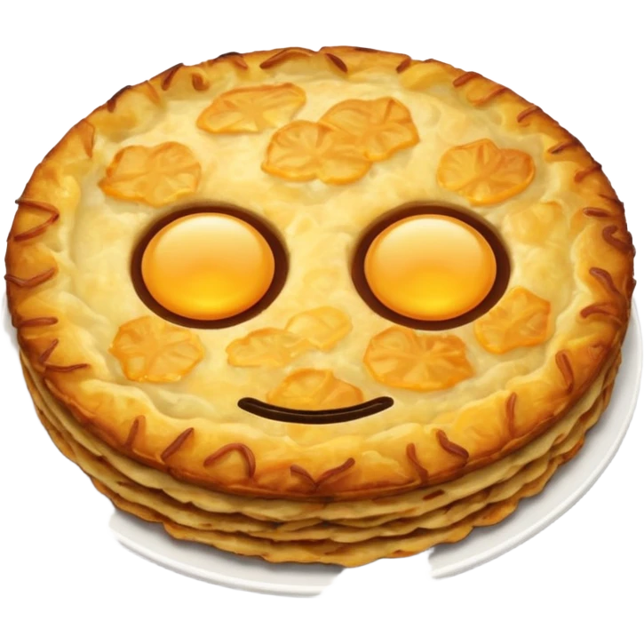 emoji of a Swiss rösti, round, golden and crispy emoji