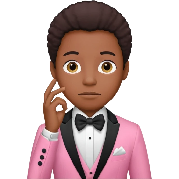 ambitious thinking about moneyemoji, black person, pink tuxedo emoji