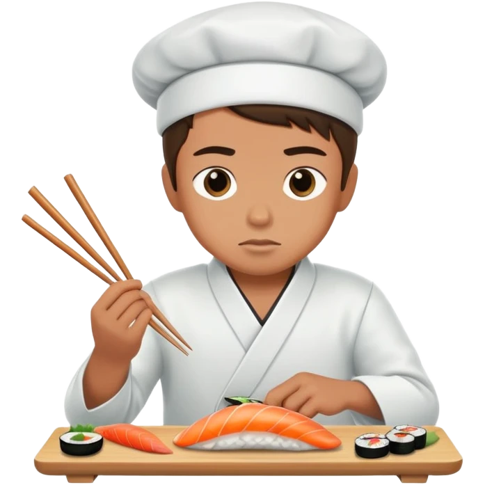 A boy making sushi emoji