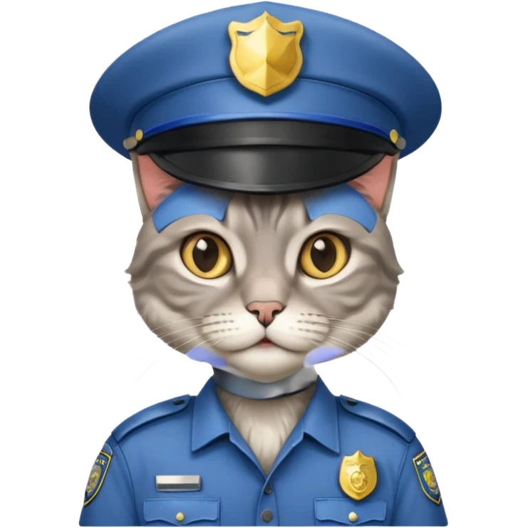 grey long-haired cat police emoji