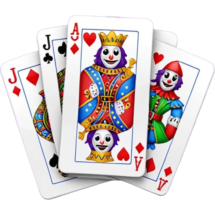 bunch of poker cards, with jolly jokers inside emoji