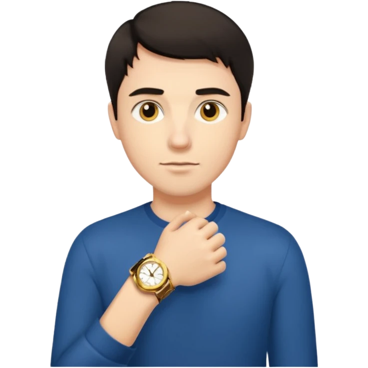 A man with a lot of money and short hair, with a gold watch emoji