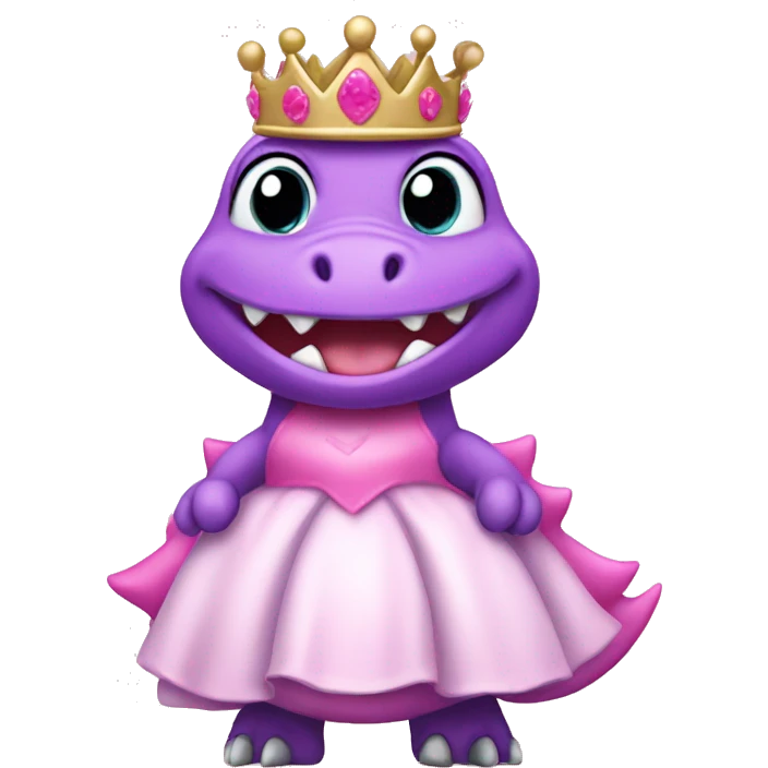 dinosaur with a pink girly crown and a princess dress  emoji
