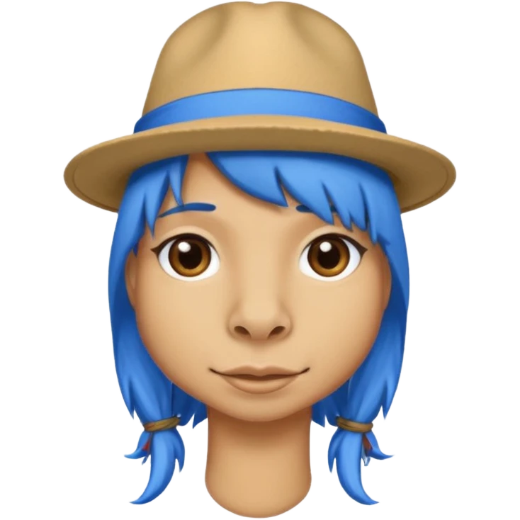 camel face with blue hair and hat emoji