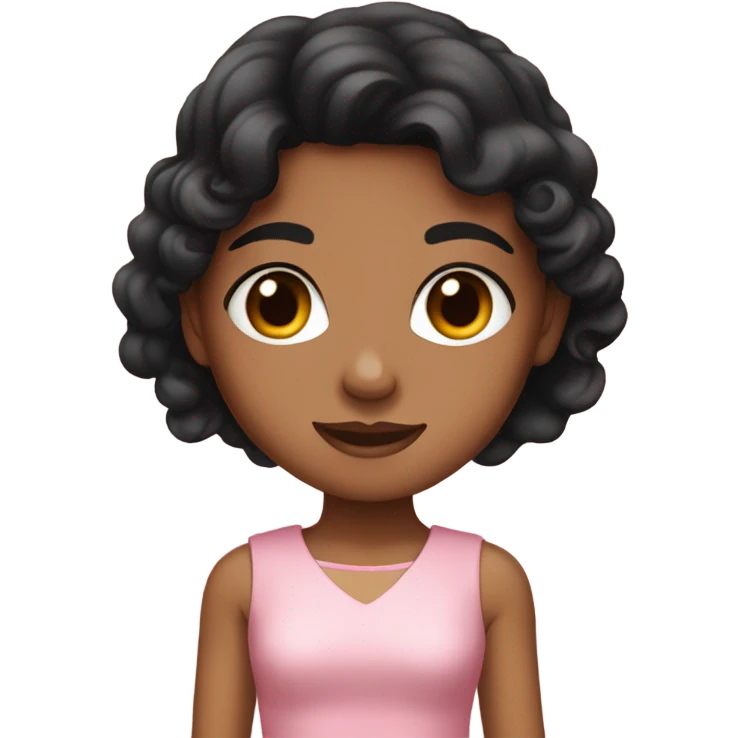 slightly tanned; black hair girl, with brown eyes wearing a pretty pink dress emoji