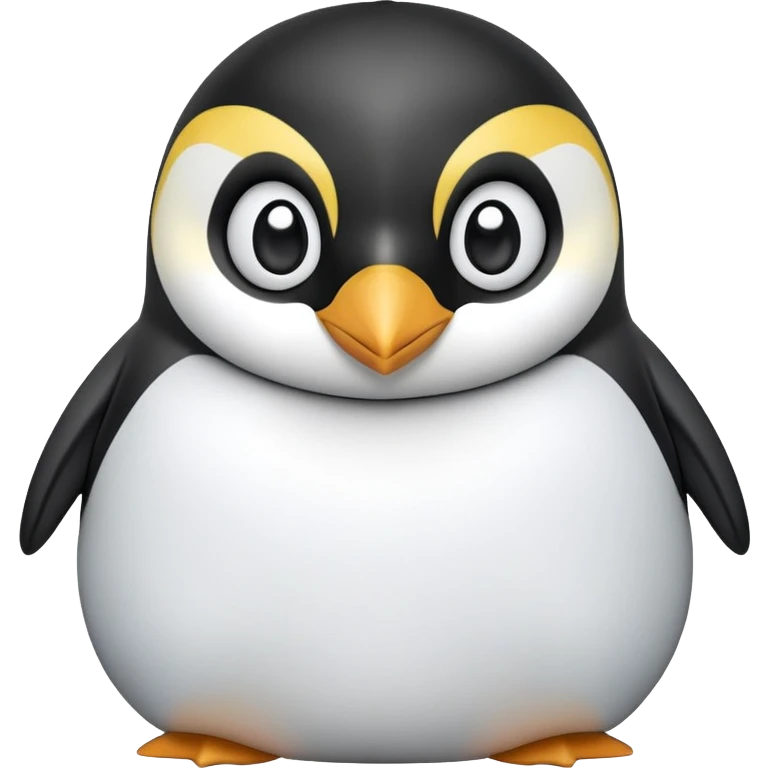 cinematic-cute-emperor-penguin-portrait-emoji,-head-tilted-playfully-and-inquisitively,-with-glossy,-pristine-plumage,-sparkling-eyes-filled-with-curiosity,-simplified-yet-irresistibly-adorable-features, black, large black eyes face emoji