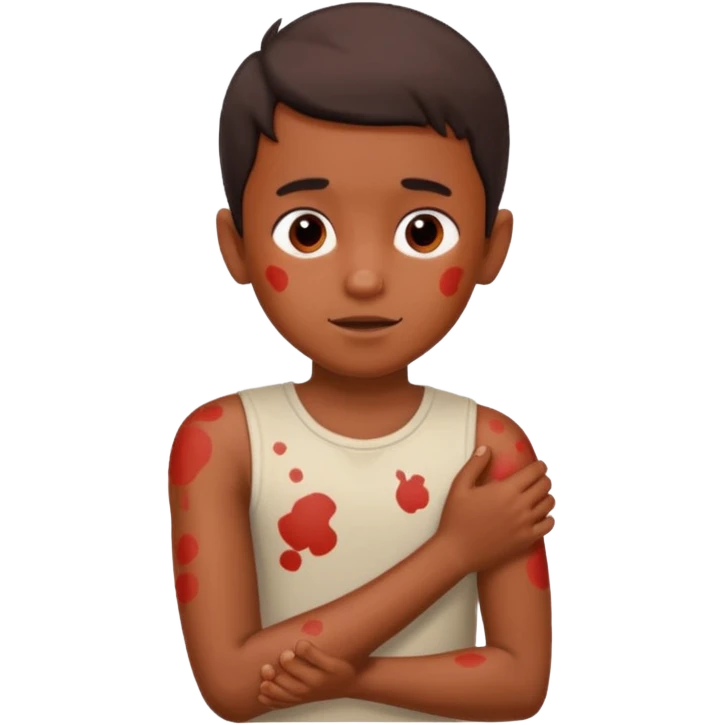 A boy named Sameer, itching and have red spots all over the body emoji