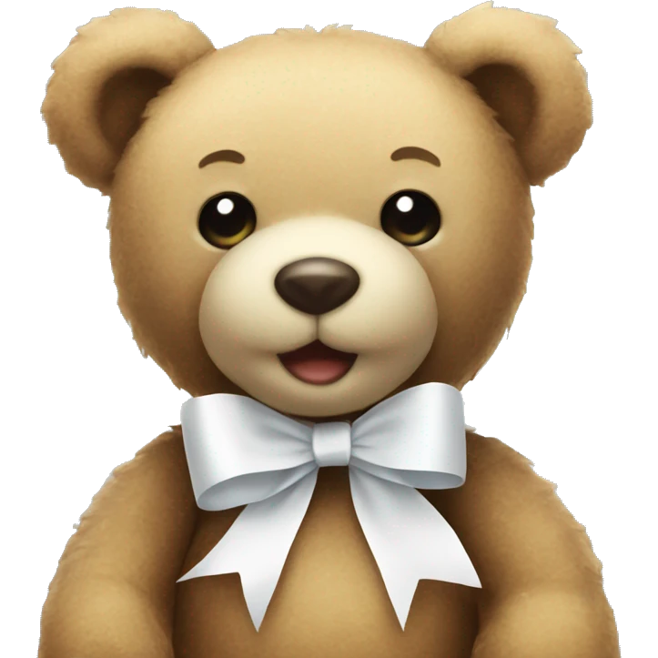 Teddy bear with a white ribbon emoji