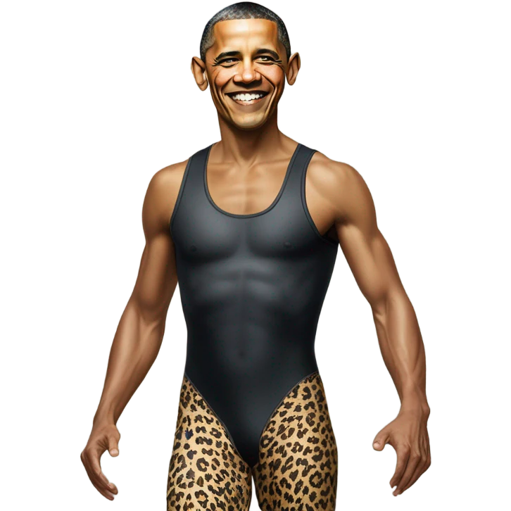 Photorealistic Obama Obama Obama Obama  Obama but he’s dressed in a 80s spandex leopard print workout unitard Obama Obama Obama Obama Obama short hair Obama wrinkles hair Barack Obama hope poster Obama emoji
