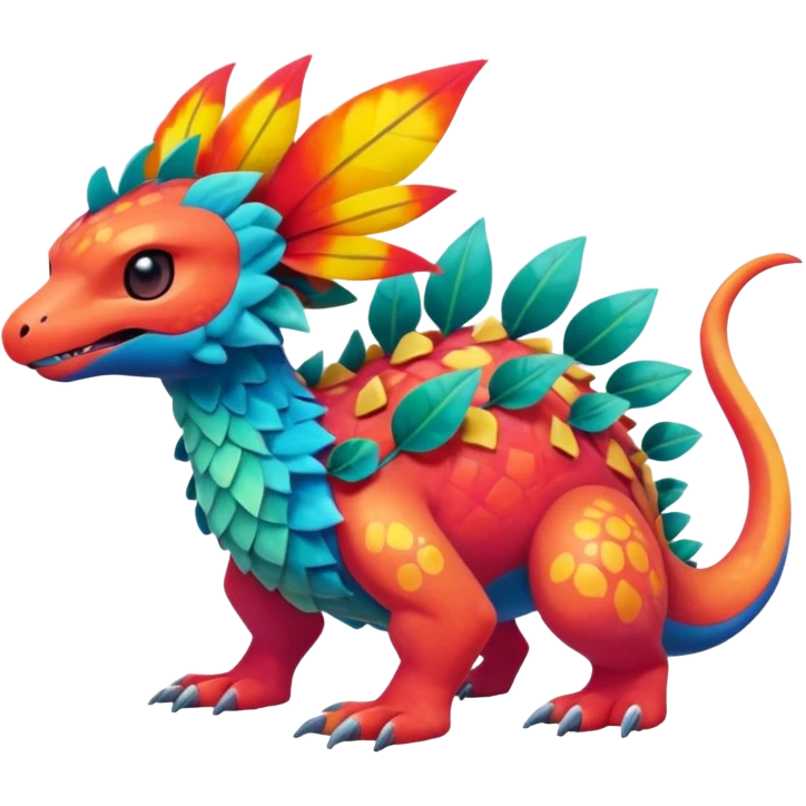 Colorful Exotic Pokémon-Fakémon-hybrid-creature (full body) emoji