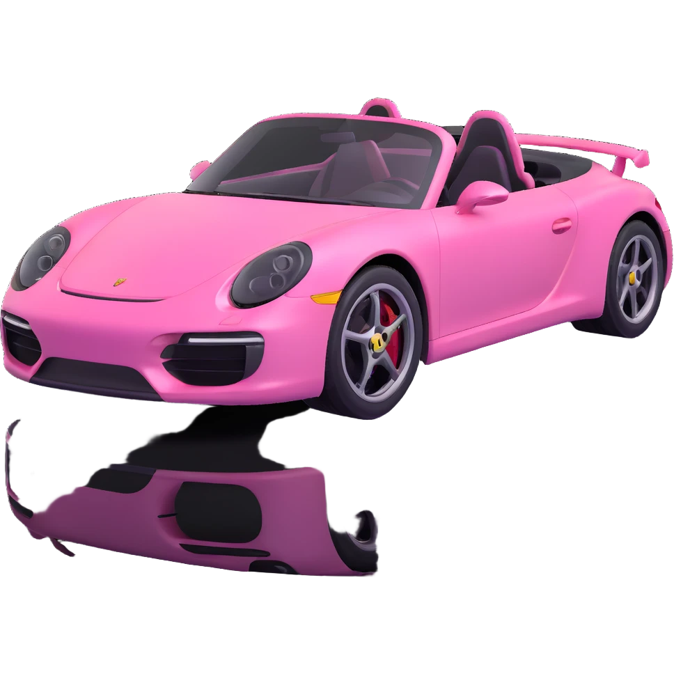 full view of a pink porsche sports car emoji