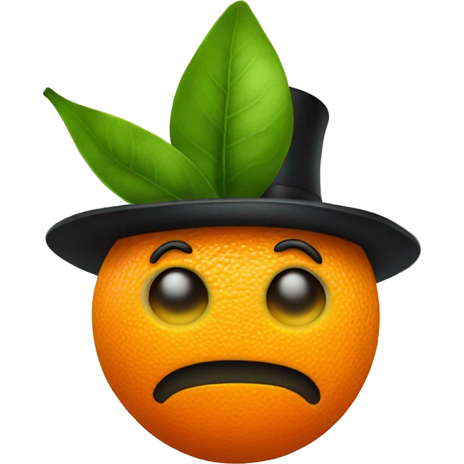 An orange (fruit) with a tophat emoji