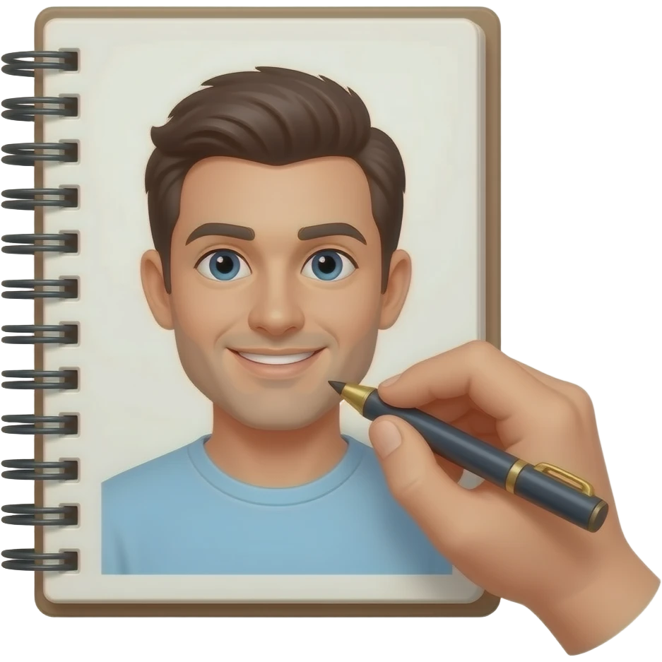 persona dibujando en un cuaderno emoji