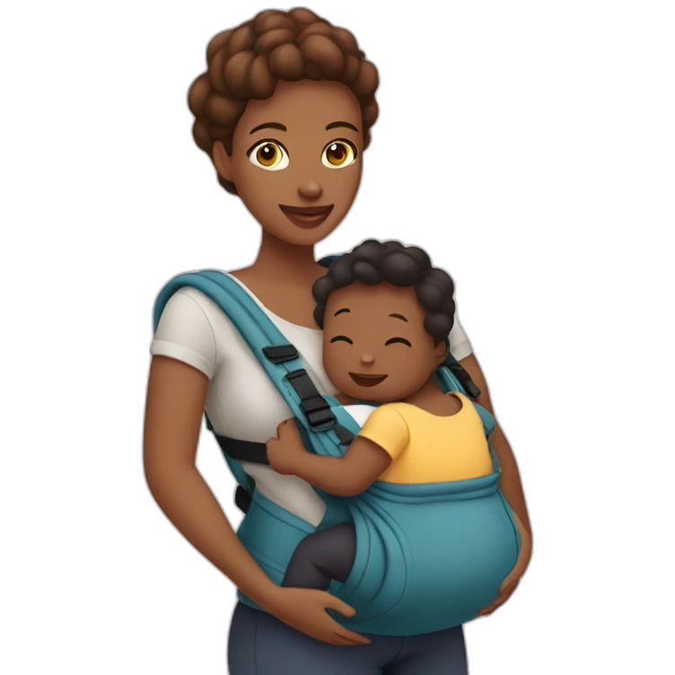 Babywearing mom with baby ergo carrier emoji