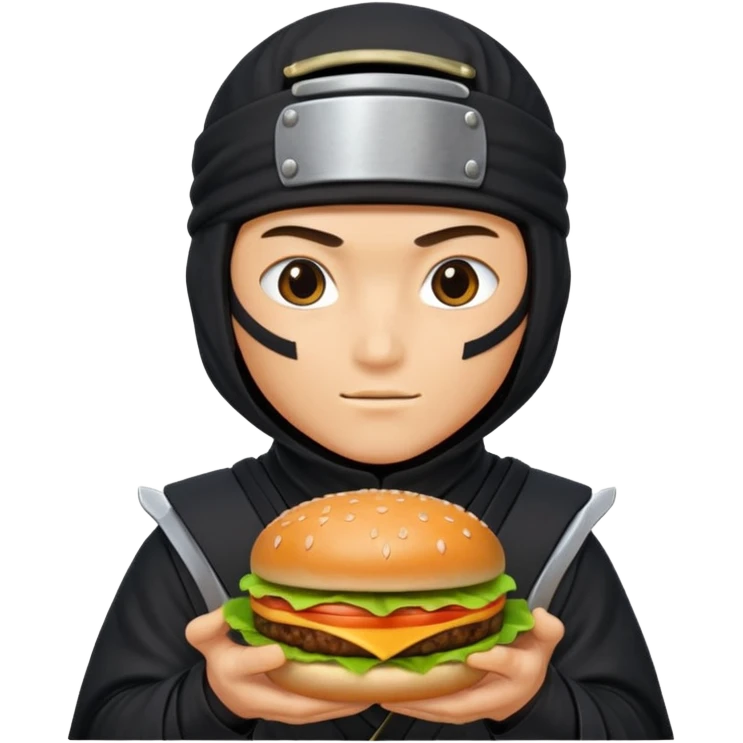 ninja with hambuger and shuriken emoji
