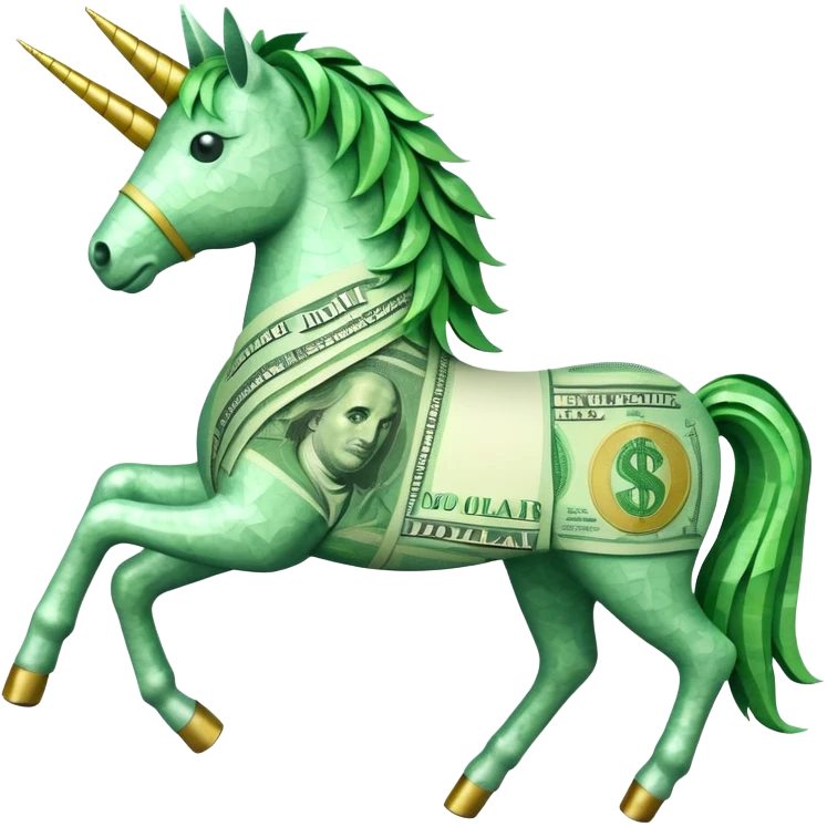 единорог полностью из долларовых купюр, no background emoji