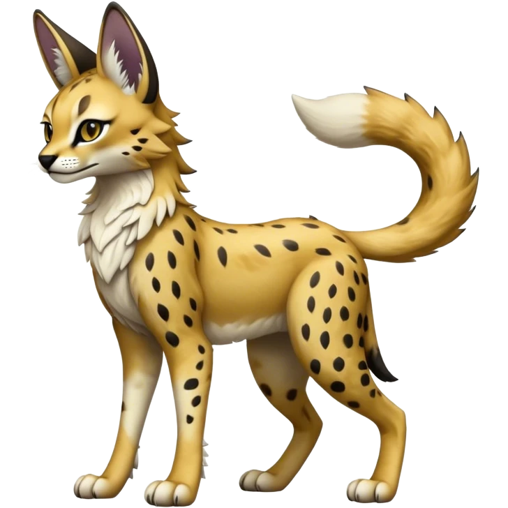 Epic Cute Dark Sergal-Serval-Vernid full body emoji