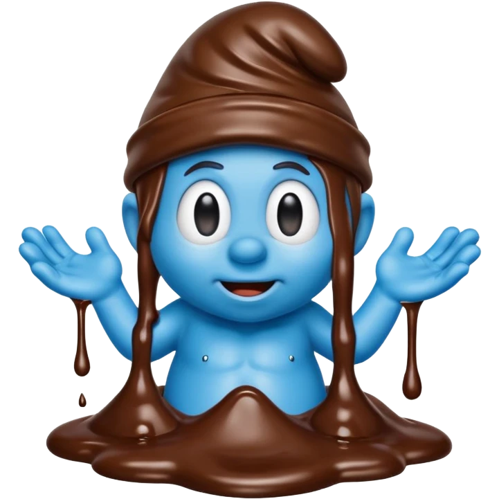 A blue Smurf covered in chocolate emoji