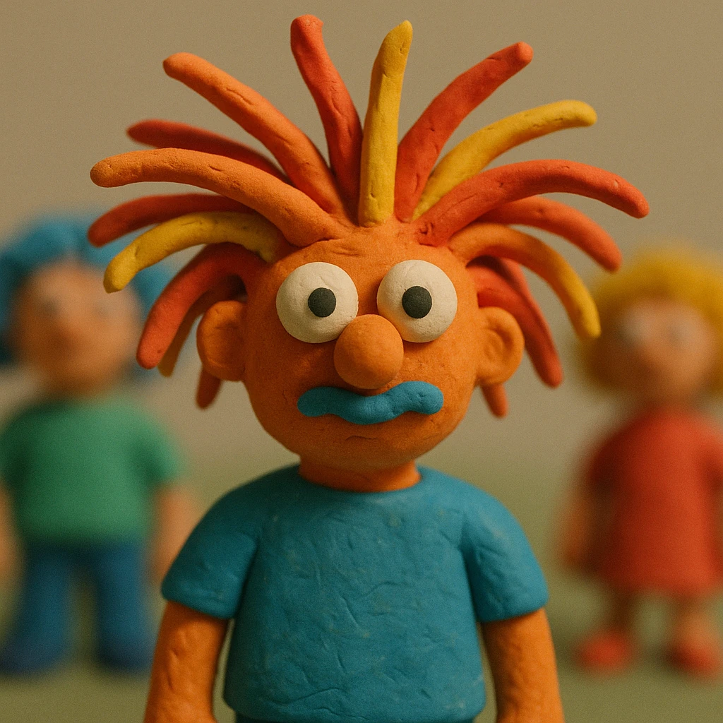 crazy hair claymation style emoji