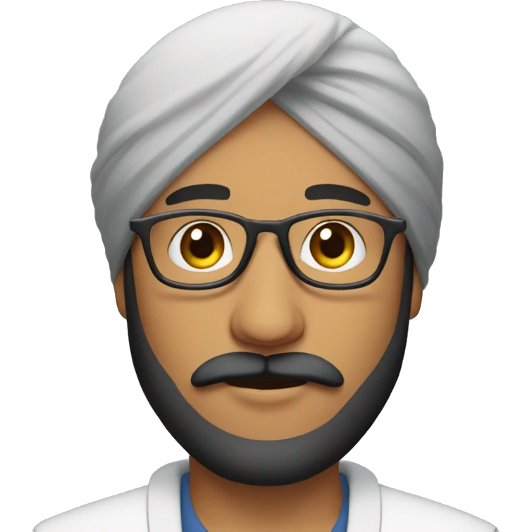 Sikh guy with glasses and beard and moustaches emoji