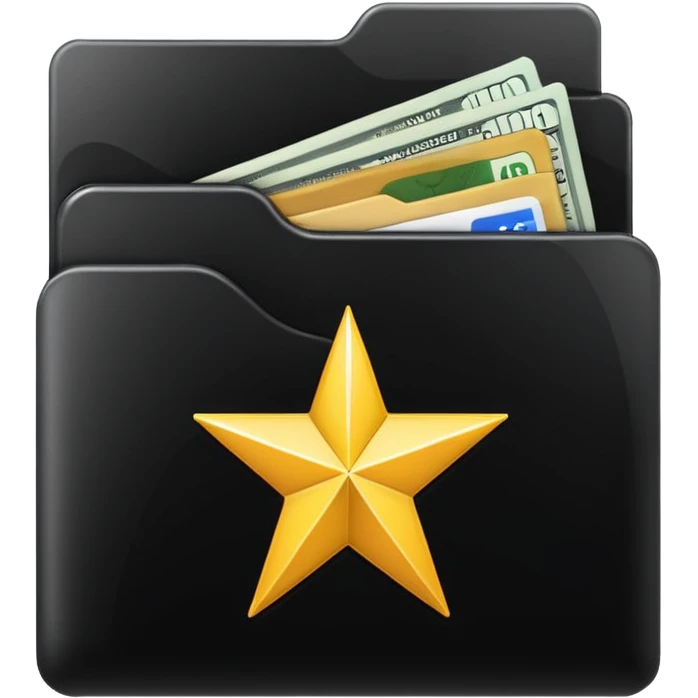 black folder flash file with a finances logo emoji