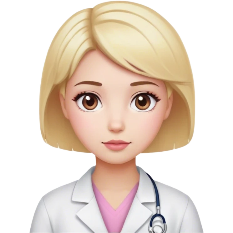 blonde girl with short hair, white skin, pink blush, she will be a veterinarian and brown eyes emoji
