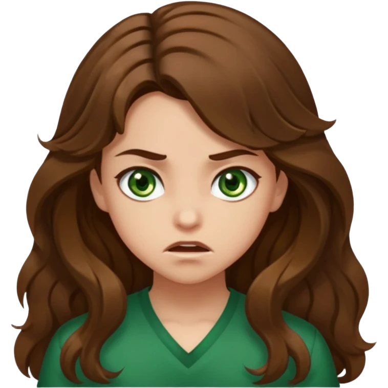 girl with green hazel eyes and brown long and waybe hair wanting to give me a punch emoji