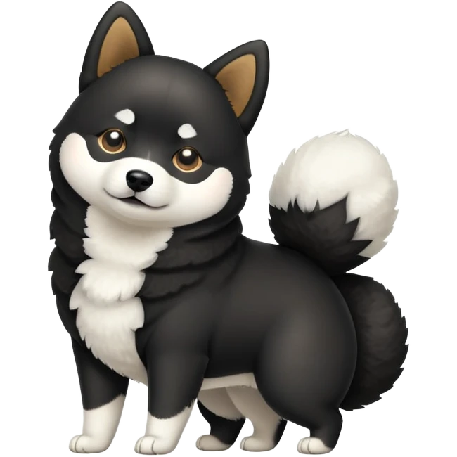 cute black Shiba Inu dog standing full body view emoji