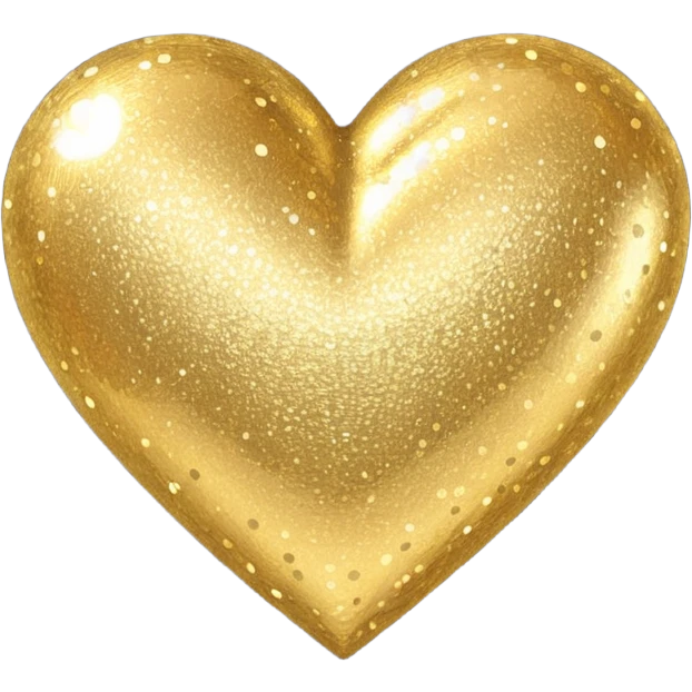 glitter heart with metallic gold sparkles emoji